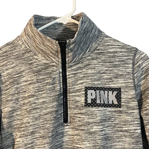 PINK by Victoria's Secret Heathered Gray 1/4 Zip Sweatshirt Women Sz XS - Picture 5 of 9